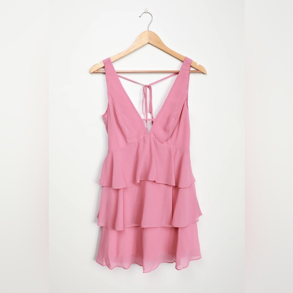 Pink ruffle dress from Lulu’s